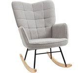 Homcom Sillón Balancín Oscilante 40° Silla Mecedora con Patas de Madera de Haya Carga 120 kg 71x92x101 cm Gris   Aosom España