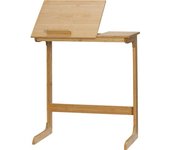 Homcom Mesa Auxiliar de Bambú en Forma de C con Encimera Abatible y Ángulo Ajustable 140-180° 60x33x67 cm Natural   Aosom España