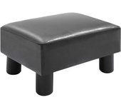 Homcom Reposapiés para Sofá 40x30x24 cm Taburete Pequeño Tapizado en Piel Sintética Asiento de Espuma Patas de Plástico Negro   Aosom España