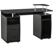 Homcom Mesa de Ordenador PC Escritorio con Múltiples Estantes Bandeja de Teclado Soporte CPU y 2 Cajones Oficina 120x55x85 cm Negro   Aosom España