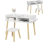 Homcom Juego de Mesa y Silla Infantil Mesa para Niños con Tablero de Bloques de Construcción y Rollo de Papel Blanco   Aosom España