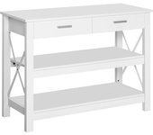 Homcom Mesa Consola Mesa de Recibidor Entrada con 2 Cajones y Estantes Inferiores Estilo Moderno Marco Metálico 105x40x76 cm Blanco   Aosom España