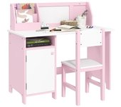 Homcom Mesa y Silla Infantil de Madera con Organizador y Pizarra Blanca para Niños +5 Años Rosa   Aosom España