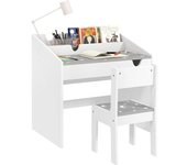 AIYAPLAY Juego de Escritorio y Silla para Niños de +3 Años con Cajón Extraíble y Compartimento Gris y Blanco   Aosom España