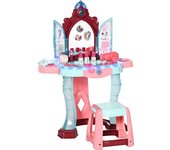 AIYAPLAY Tocador Infantil para +3 Años con Taburete Espejo Luz y Música Tocador de Maquillaje 57x34x76 cm Multicolor   Aosom España