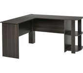 Homcom Mesa de Ordenador PC Escritorio para Hogar Tipo Esquinera Forma L con Estantes Madera 136,2x130,4x72cm Marrón Oscuro   Aosom España