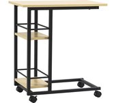 Homcom Mesa Auxiliar con Ruedas en Forma de C con 2 Estantes Estilo Moderno 60x34,5x64,5cm Natural   Aosom España