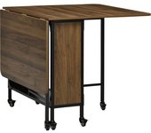 Homcom Mesa de Cocina Plegable con Ruedas Alas Abatibles y Estante Mesa Plegable para Salón 130x80x74 cm Marrón