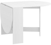 Homcom Mesa de Cocina Plegable con Alas Abatibles Mesa Multifuncional de Estilo Moderno de Forma Ovalada 163x80x75 cm Blanco   Aosom España
