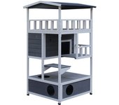 PawHut Caseta para Gatos Madera de Abeto Gran Espacio 4 Pisos Centro de Actividades 78x76x140cm   Aosom España