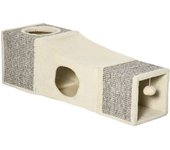 PawHut Túnel Plegable para Gatos de Interior con Casetas de Sisal y Bola Colgante 98x30x30 cm Crema   Aosom España