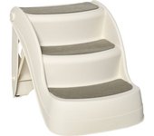 PawHut Escalera Plegable para Mascotas 3 Peldaños Antideslizantes para Perros y Gatos Acceso a Cama y Sofá 67x38x49,5 cm Crema   Aosom España