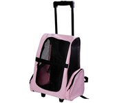 PawHut Transportín 2 en 1 para Mascotas Mochila o Carrito de Viaje con 2 Ruedas Asa retráctil de Aluminio y Bolsillos 42x25x55 cm Rosa   Aosom España
