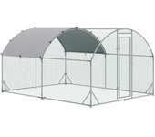 PawHut Gallinero de Exterior Grande para 6-12 Gallinas de Acero Galvanizado con Techo de Tela Oxford 2,8x3,8x1,97m Plata   Aosom España