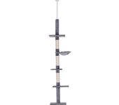 PawHut Árbol Rascador para Gatos 40x34x230-260 cm Escalador Techo Altura Ajustable Plataformas Hamaca Gris   Aosom España