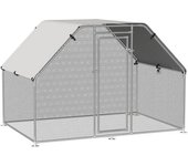 PawHut Gallinero de Exterior 2,8x1,9x1,95 m Jaula con Cerradura para Aves de Corral de Metal Galvanizado y Cubierta Oxford   Aosom España