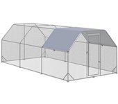 PawHut Gallinero para Exterior Grande de Acero Galvanizado 280x570x195 cm Cubierta de Tela Oxford Resistente a los Rayos UV   Aosom España
