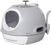 PawHut Caja de Arena para Gatos Ligero Arenero Portátil Espacio Amplio con Claraboya Cajón Basurero Pala Asa ABS 47x55x44 cm Gris