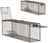 Outsunny Trampa para Animales Vivos 100x24x30 cm con 2 Puertas y Marco de Acero para Interior y Exterior Marrón