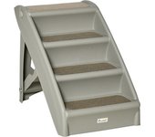 PawHut Escalón Portátil para Mascotas con Alfombras Antideslizantes para Cama Sofá Carga 20 kg 62x38x49,5 cm Gris   Aosom España