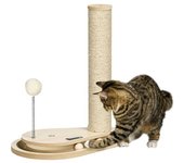 PawHut Rascador para Gatos Torre para Gatos con Poste de Rascador Bola con Muelle y Bolas en la Pista 35x23x40 cm Roble