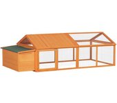 PawHut Gallinero Grande de Madera Exterior para 4-8 Gallinas con Techo Abatible Nido 240x112,5x76 cm Natural   Aosom España