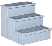 PawHut Escalera para Mascotas 3 Peldaños con Espacio de Almacenaje y Alfombra Antideslizantes Carga 30 kg 40,5x44,5x38 cm Gris   Aosom España