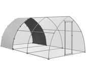 PawHut Gallinero para Exterior 304x560x220 cm Cubierta de Tela Oxford Resistente a los Rayos UV e Impermeable para Patio Plata   Aosom España
