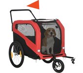 PawHut Remolque para perros, Remolque de Bicicleta, con Reflectores, 1 Bandera, con correa de seguridad 170x77x90 cm, Rojo   Aosom España