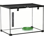 PawHut Terrario para reptiles terrario de cría de reptiles tapa corrediza rejilla metálica termómetro