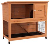 PawHut Conejera Caseta para Conejos, resistente a la intemperie, 2 bandejas, 123 x 63 x 112 cm, Naranja