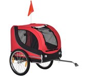 PawHut Remolque Bicicleta Perros Mascota 1 Bandera 6 Reflectores Remolque Bici Rojo Negro   Aosom España