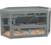 PawHut Jaula para hámster, 3 pisos, bandeja extraíble, madera/Metal, 115x60x55 cm