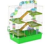 PawHut Grande jaula para hámsters jaula para roedores 5 niveles con túneles bebedero rueda casita escaleras