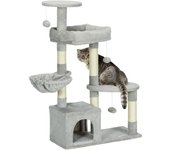 PawHut Árbol para gatos altura 104 cm centro de actividades multi-nivel columnas reforzadas 3 bolas colgantes Grisclaro   Aosom España