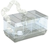 PawHut Jaula para hámster jaula para roedores con túnel y accesorios incluidos alambre de acero 58 x 32 x 31 cm gris