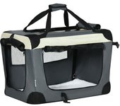 PawHut Transportín para Perros y Gatos Bolsa de Transporte para Mascotas Plegable con Cojín 60x41x41 cm Gris