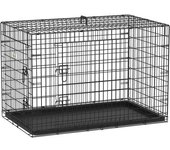 PawHut Transportín de Perro de 2 Puertas Jaula de Alambre para Perros Plegable con Asa Acero 106x71x76cm Negro   Aosom España