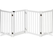 PawHut Barrera de Seguridad para Perros Plegable con Puerta y Cierre de Seguridad para Pasillos y Puertas 237,5x36x80 cm Blanco