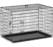 PawHut Transportín de Perro de 2 Puertas Jaula de Alambre para Perros Plegable con Asa Acero 92x57x62,5 cm Negro   Aosom España