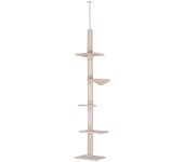 PawHut Árbol Rascador Escalador de Gato para Fijar al Techo Altura Ajustable con Plataformas Hamaca y Postes de Sisal Beige   Aosom España