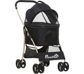 PawHut 3 en 1 Cochecito para Mascotas Carrito para Perros y Gatos con Cesta de Almacenaje Carga 15kg 82x49,5x98 cm Negro   Aosom España