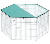 PawHut Parque para Perros 6 Paneles Plegables Valla Metálica con Puerta con Pestillo y Toldo Superior 59x60 cm Plata   Aosom España