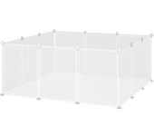 PawHut Valla para Animales Pequeños Jaula Modular de Metal con 12 Paneles 24 Conectores para Conejos Cobayas 105x105x45 cm Blanco   Aosom España