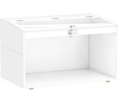PawHut Jaula para Hámster Casa para Animales Pequeños con Tapa Abatible y Ventana de Acrílico Transparente 80x50x50 cm Blanco