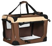 PawHut Bolsa de Transporte para Perros y Gatos Transportín Plegable con Cojín Suave 60x41x41 cm Marrón Ideal para Viajes   Aosom España