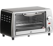 Homcom Horno Eléctrico Sobremesa 10 Litros 750W con Temperatura hasta 230℃ 60 Minutos Bandeja y Rejilla 36,5x26x22 cm Plata   Aosom España