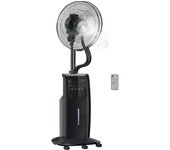 Homcom Ventilador de Pie Oscilante con Nebulizador 90W con Control Remoto 5 Aspas Tanque de Agua 3,1 L 44,5x44,5x135 cm Negro   Aosom España