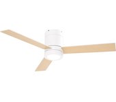 Homcom Ventilador de Techo Motor AC 48W con Luz LED Mando a Distancia 3 Velocidades Temporizador 3 Aspas de Madera Blanco   Aosom España