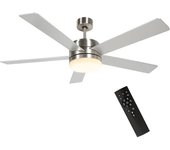 Homcom Ventilador de Techo con Luz LED 46W Ventilador de Techo Silencioso Ø132 cm con 5 Aspas Reversibles Control Remoto Haya   Aosom España